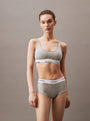 Calvin Klein MODERN COTTON High Waisted Boxers Womens Grey Heather front view model wearing matching set.