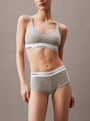 Calvin Klein MODERN COTTON High Waisted Boxers Womens Grey Heather front view showing fit and design details.