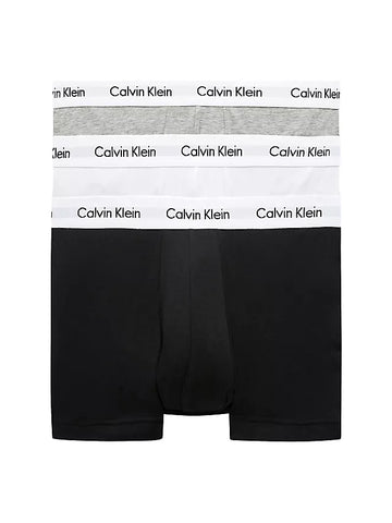 Calvin Klein TRUNK 3 Pack Mens Cotton Stretch Underwear Black/White/Grey Heather
