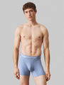Calvin Klein MODERN STRUCTURE COTTON Mens 3 Pack Boxer Briefs Multicoloured front view, model wearing light blue boxer briefs.