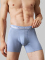 Calvin Klein MODERN STRUCTURE COTTON Mens 3 Pack Boxer Briefs Multicoloured front view showing a model wearing light blue boxers.