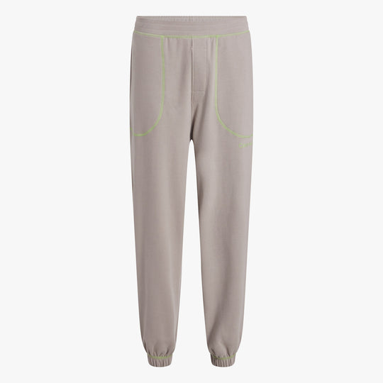 Calvin Klein FUTURE SHIFT Mens Lounge Joggers Satelite front view showcasing lightweight cotton material and elasticated cuffs.