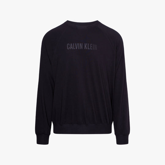 Calvin Klein INTENSE POWER Mens Sweatshirt Black back view showcasing logo and long sleeves.