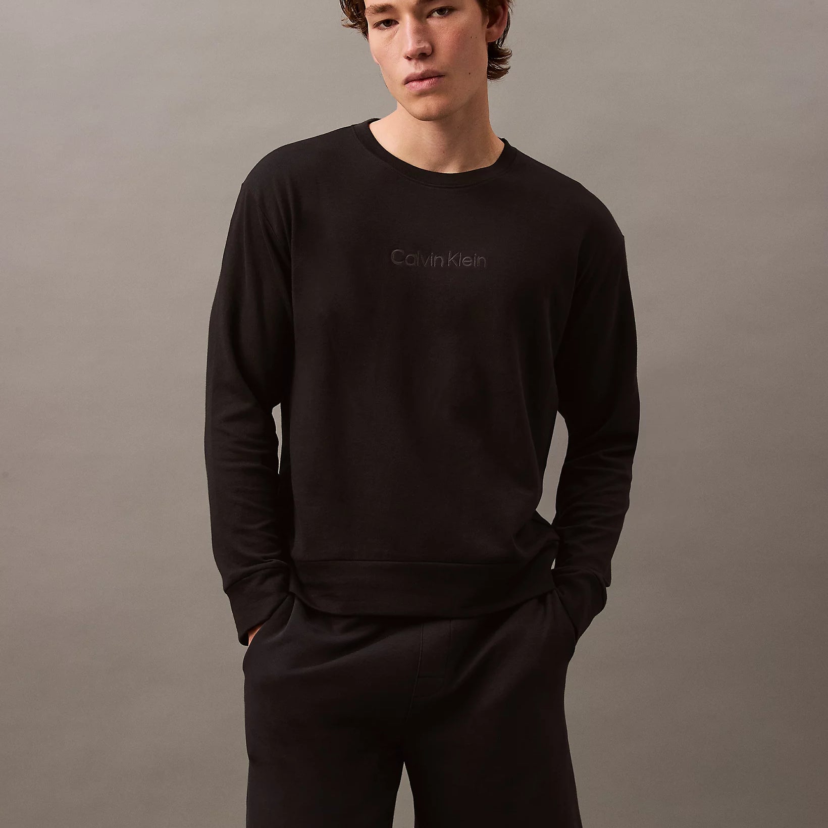 Calvin Klein MODERN TERRY Mens Sweatshirt Black