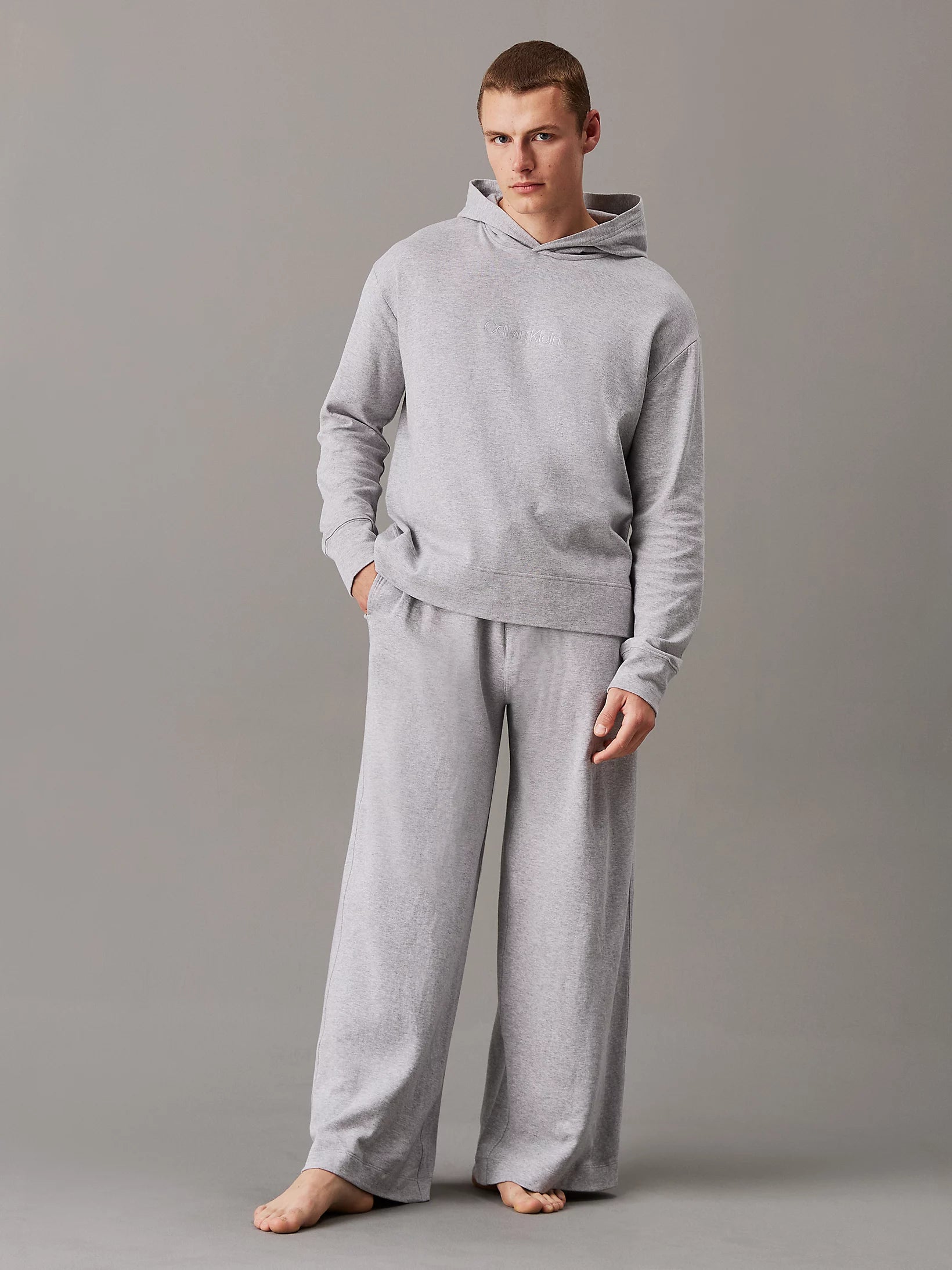 Calvin Klein ICON COTTON TERRY Mens Hoodie Grey