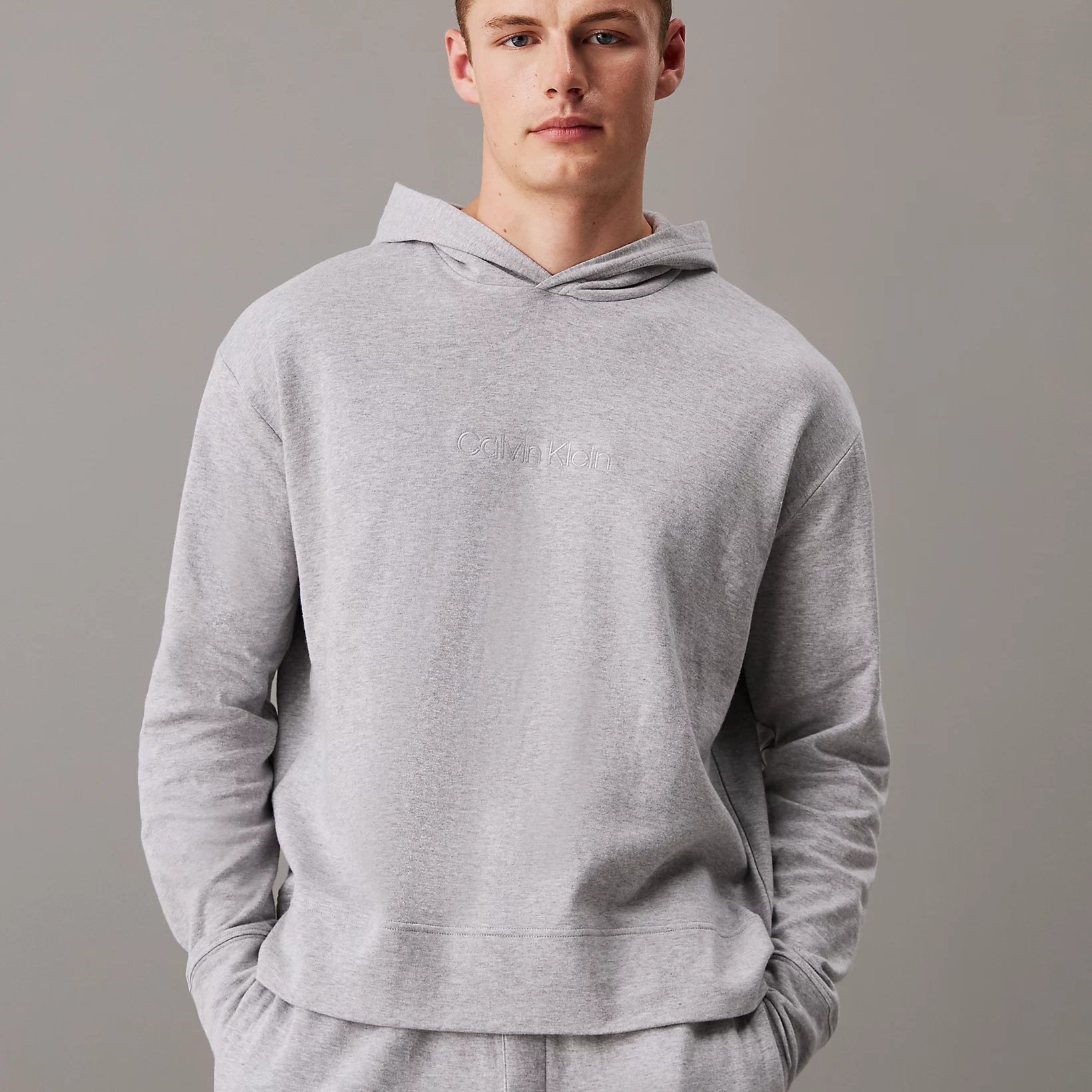 Calvin Klein ICON COTTON TERRY Mens Hoodie Grey