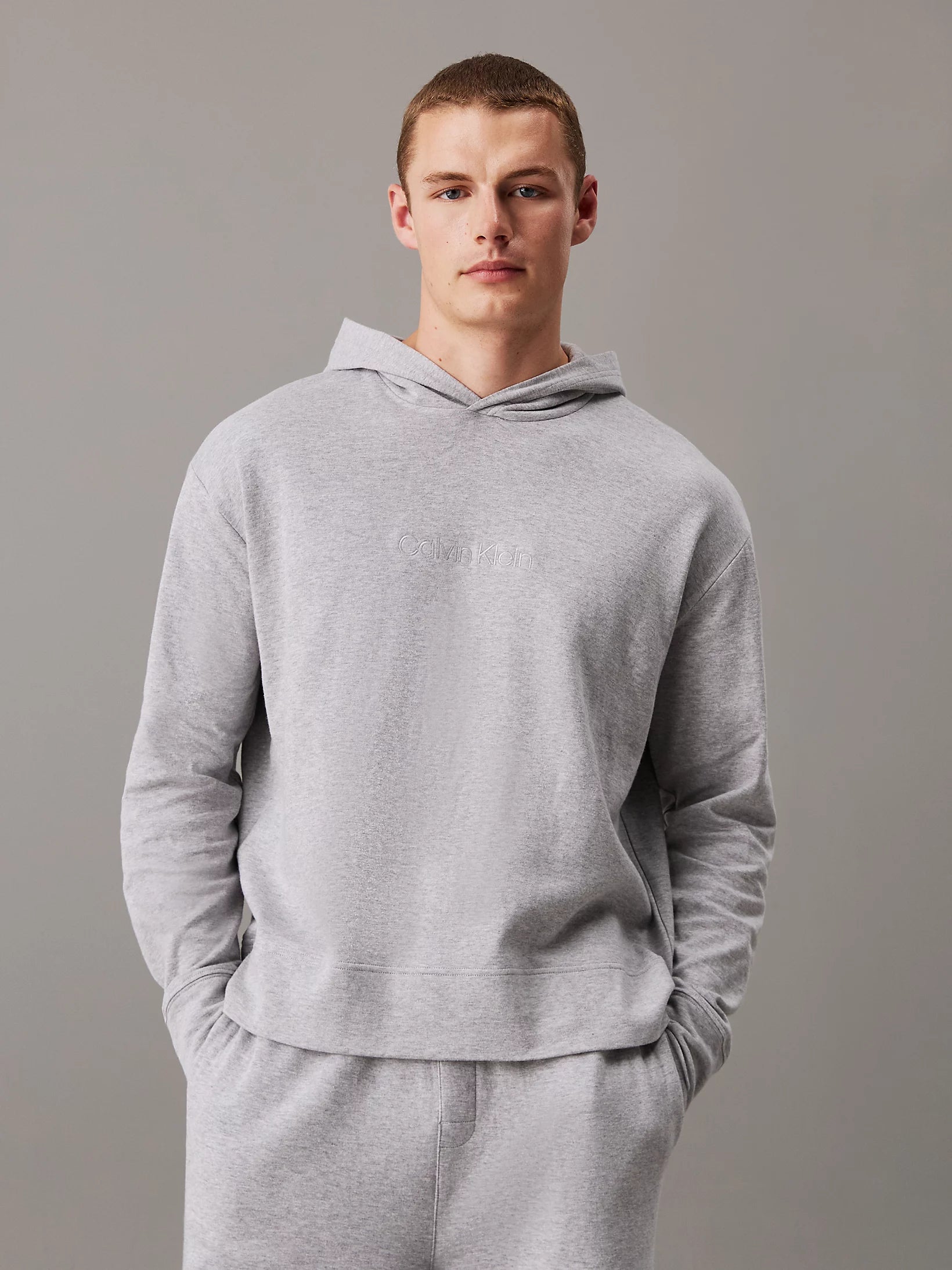 Calvin Klein ICON COTTON TERRY Mens Hoodie Grey