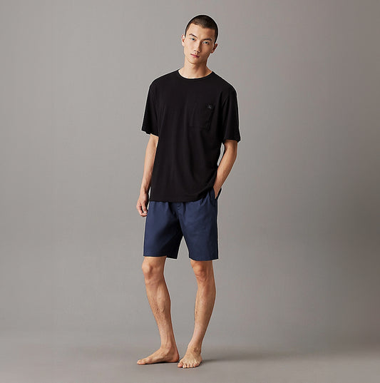 Calvin Klein CK ESTABLISHED FASHION Mens Short Set Black Beauty Top / Ink Bottom