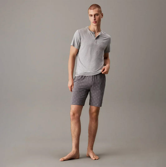 Calvin Klein ICON COTTON STRETCH  Mens Lounge Shorts Diamond Logo/Smoked Pearl