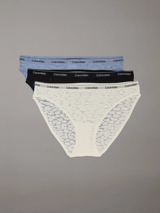 Calvin Klein MODERN LOGO W/ LACE Womens 3 Pack Bikinis Multicoloured