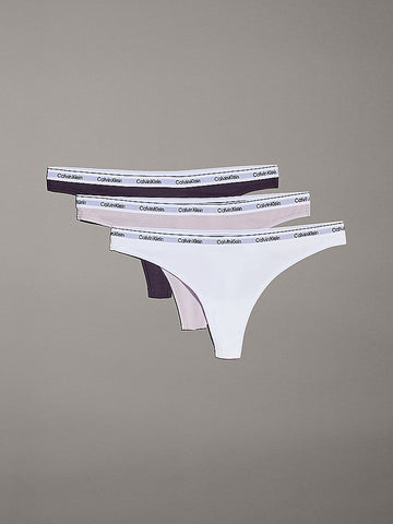 Calvin Klein MODERN LOGO Womens 3 Pack Thongs Multicoloured
