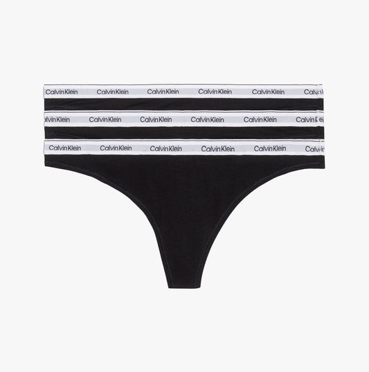 Calvin Klein MODERN LOGO 3 Pack Womens Thongs Black