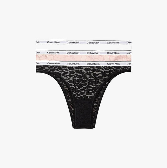 Calvin Klein ICON LACE 3 Pack Brazilian Briefs Womens Black/White/Subdued