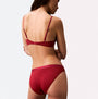 Calvin Klein MODERN LOGO HOLIDAY Womens 3 Pack Bikinis Multicoloured back view model wearing red bikini set.