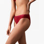 Calvin Klein MODERN LOGO HOLIDAY Womens 3 Pack Bikinis Multicoloured side view of red bikini underwear model.