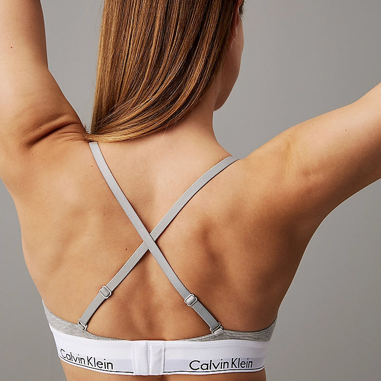 Calvin Klein MODERN COTTON Unlined Womens Triangle Bra Grey Heather