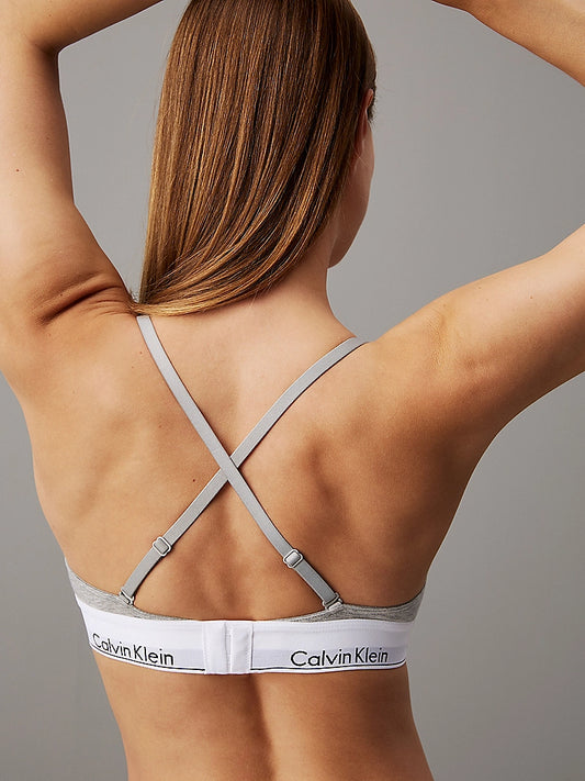 Calvin Klein MODERN COTTON Unlined Womens Triangle Bra Grey Heather