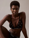 Calvin Klein MODERN COTTON Womens Triangle Bra Black Diamond Logo Print