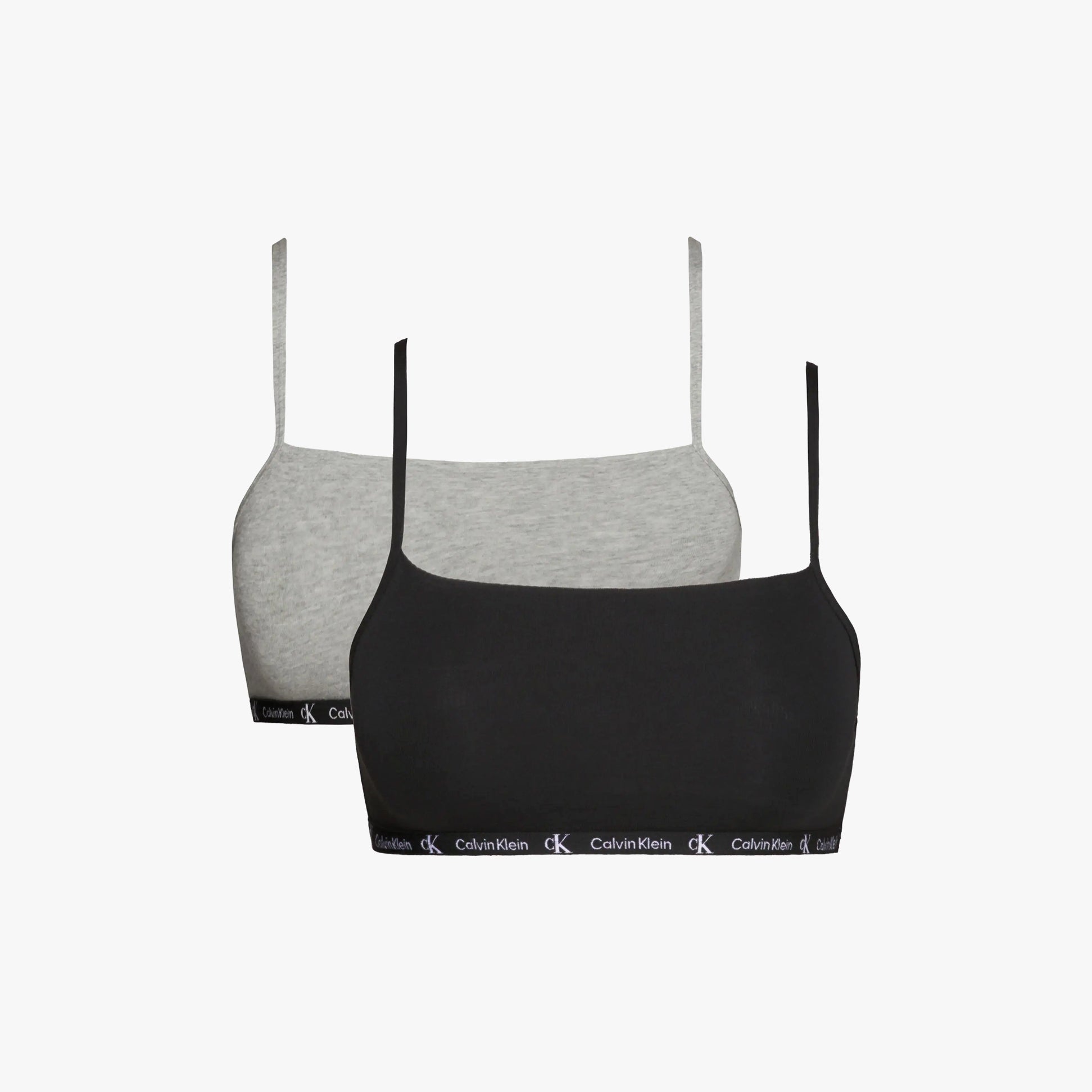 Calvin Klein 1996 COTTON 2 Pack Unlined Bralette Womens Black/Grey Heather