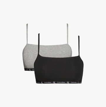 Calvin Klein 1996 COTTON 2 Pack Unlined Bralette Womens Black/Grey Heather
