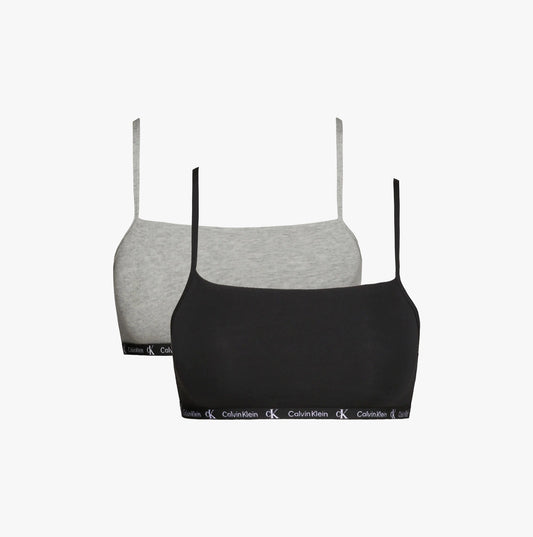 Calvin Klein 1996 COTTON 2 Pack Unlined Bralette Womens Black/Grey Heather