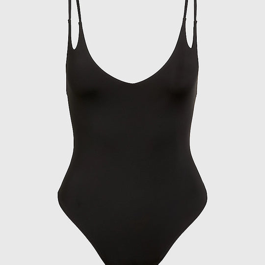 Calvin Klein INTENSE POWER Bodysuit Womens Black front view showcasing soft cups and adjustable straps.