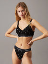 Calvin Klein MODERN COTTON Womens Lift Bralette Black Diamond Logo Print