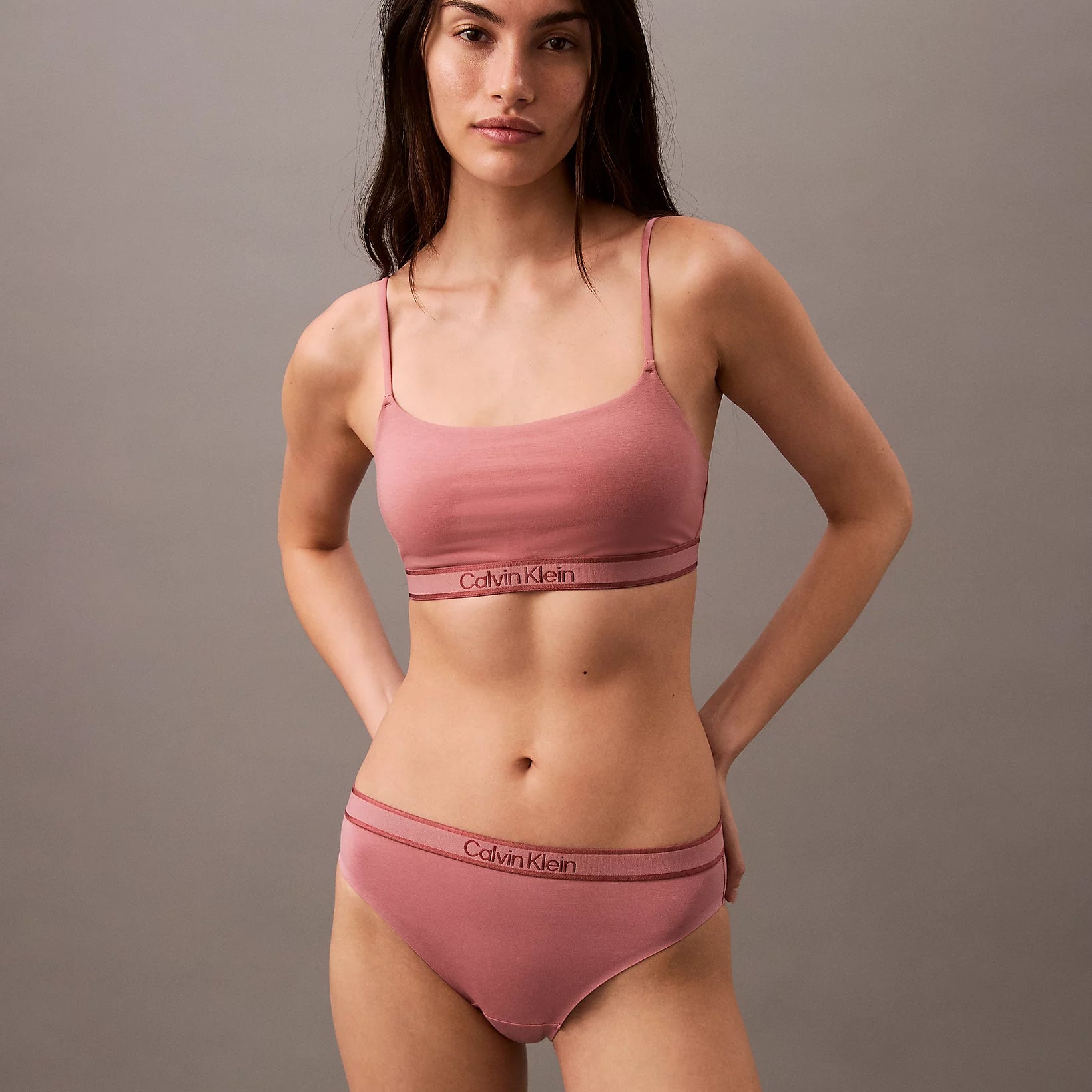 Calvin Klein TONAL LOGO COTTON Womens Bralette Red Grape W/ Apple Butter Logo