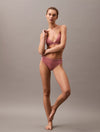 Calvin Klein TONAL LOGO COTTON Womens Bikinis Red Grape W/ Apple Butter Logo