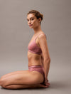 Calvin Klein TONAL LOGO COTTON Womens Bikinis Red Grape W/ Apple Butter Logo