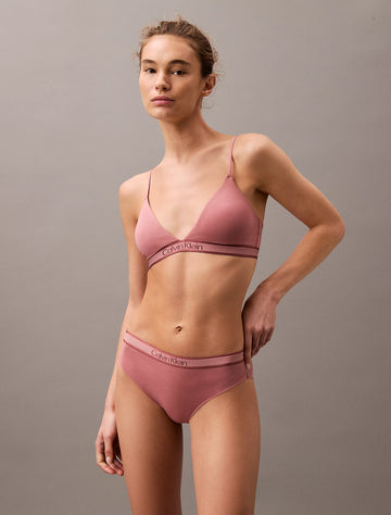 Calvin Klein TONAL LOGO COTTON Womens Bikinis Red Grape W/ Apple Butter Logo