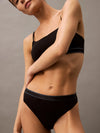 Calvin Klein TONAL LOGO COTTON Womens Thong Black