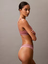 Calvin Klein TONAL LOGO COTTON Womens Thong Red Grape W/ Apple Butter Logo