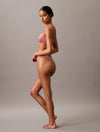 Calvin Klein TONAL LOGO COTTON Womens Thong Red Grape W/ Apple Butter Logo