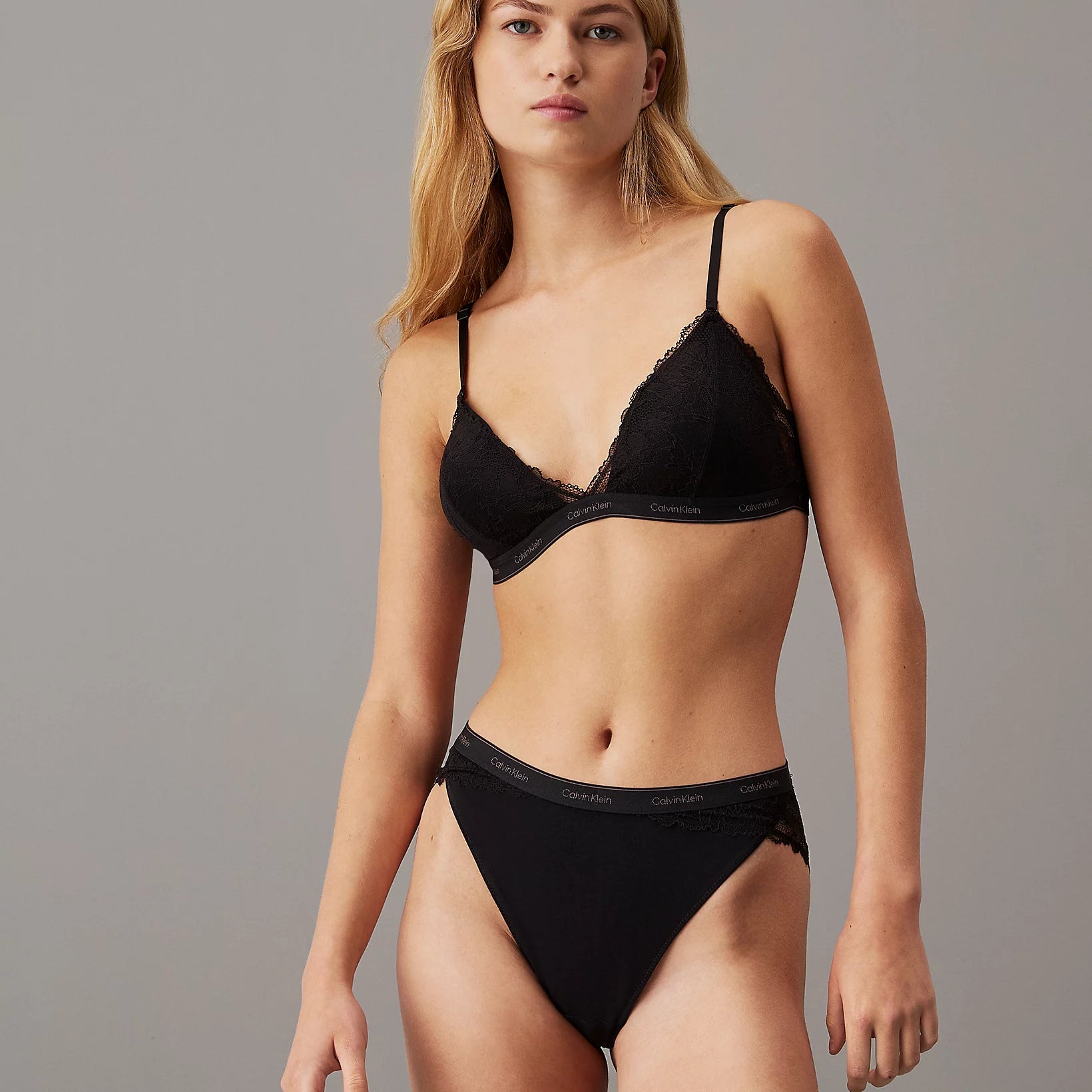 Calvin Klein MODERN LACE Womens Triangle Bra Black