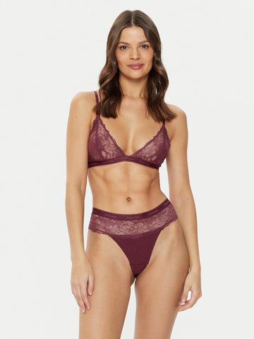 Calvin Klein MODERN LACE Womens Bra & Thong Gift Set Mauve Wine