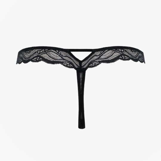 Calvin Klein THONG Womens Speakeasy Navy front view showing lace design and thong style.