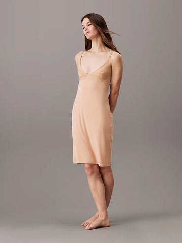 Calvin Klein SCULPT LACE LOUNGE Full Slip Nightdress Womens Subtle Bloom