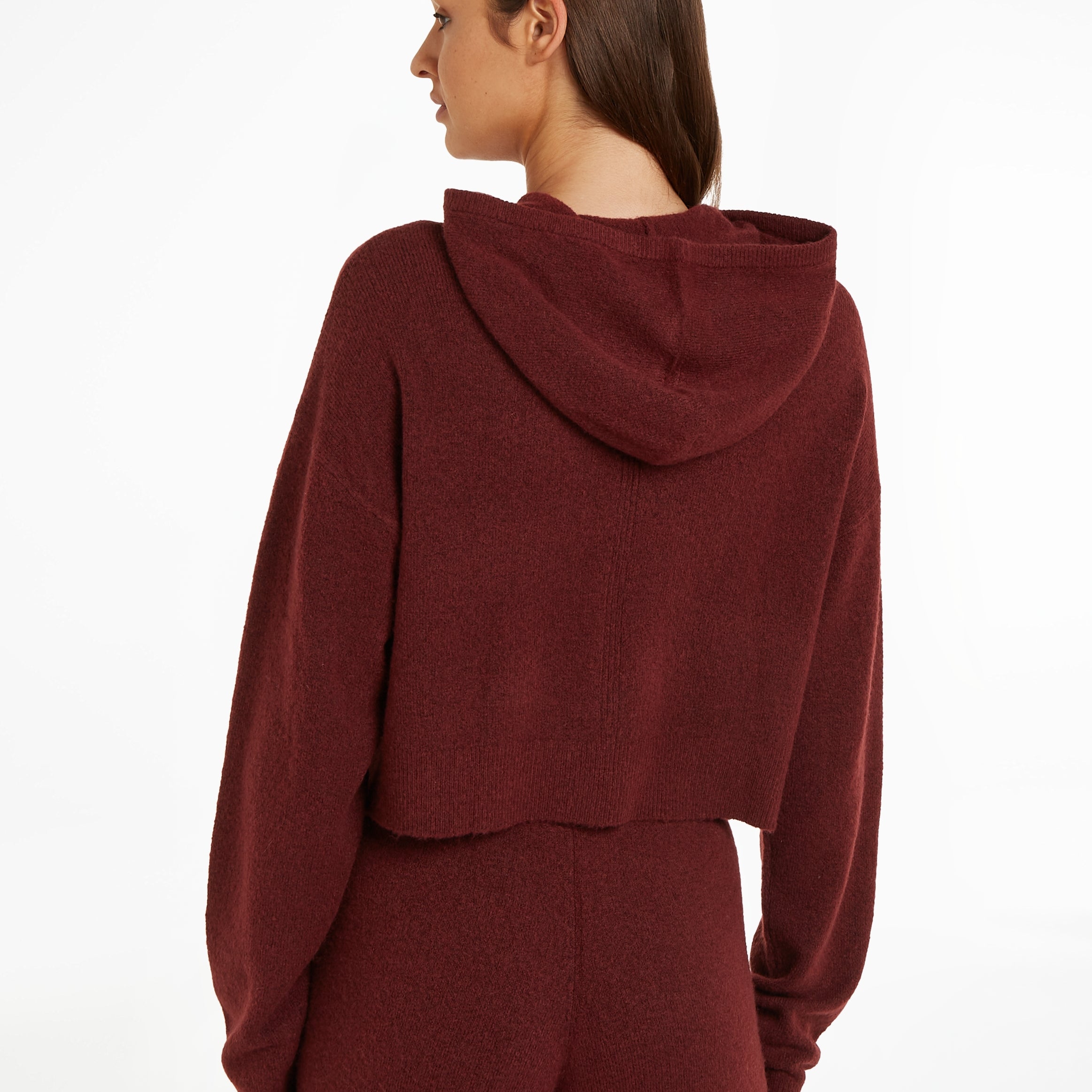 Calvin Klein Womens Hooded Sweater Tawny Port Red