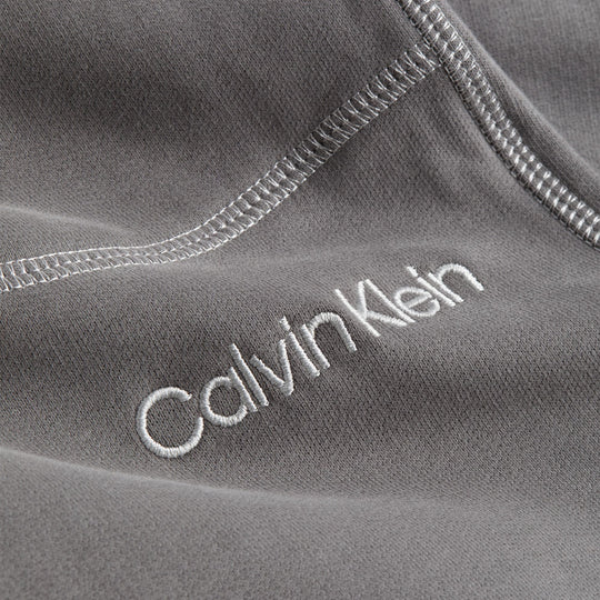 Calvin Klein JOGGER PA7 Womens Joggers Charcoal Gray detail view of fabric and logo stitching.