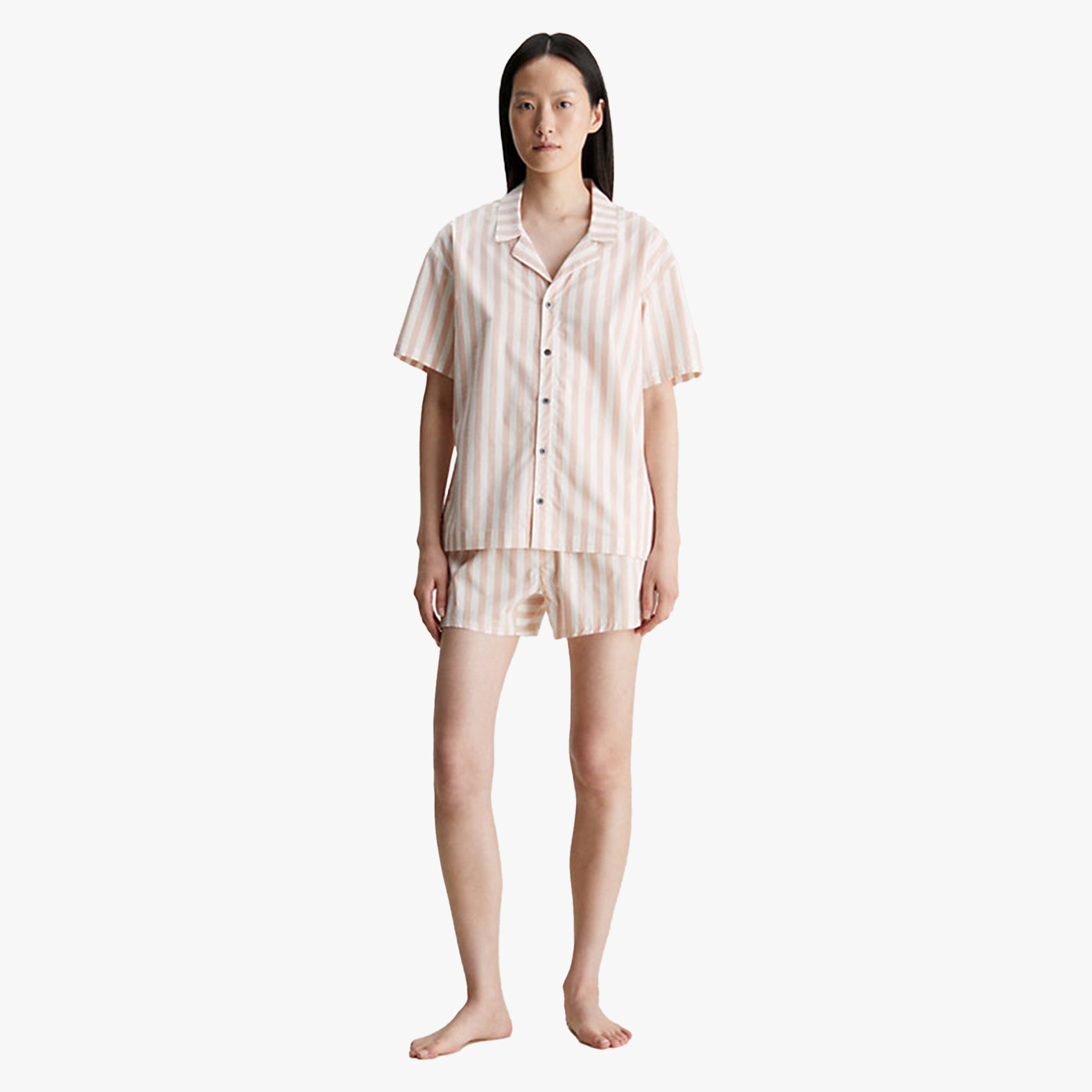 Calvin Klein S/S SHORT SET FRN Womens Pyjamas Chambray Stripe/Ash Rose
