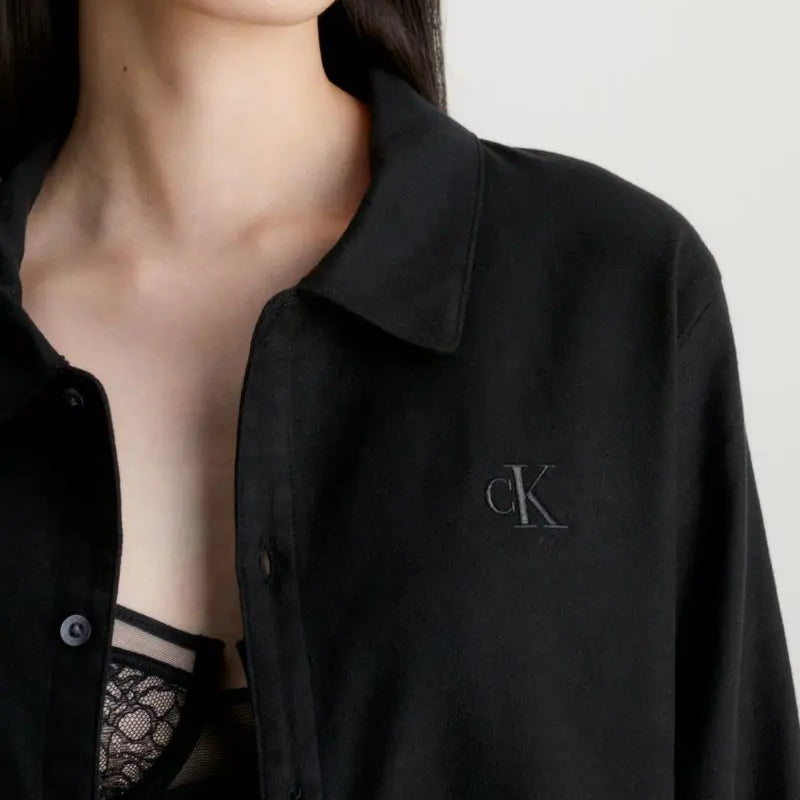 Calvin Klein L/S PANT SET UB1 Womens Pyjamas Black