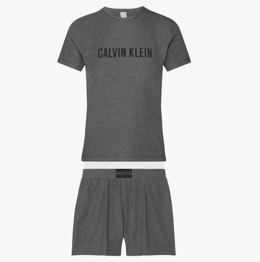 Calvin Klein INTENSE POWER Womens Short Pyjama Set Charcoal Heather