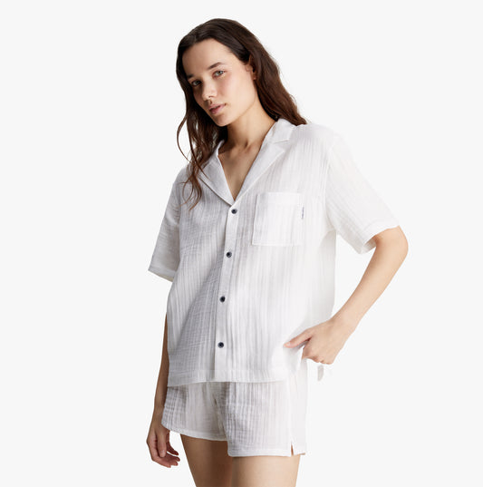 Calvin Klein PURE TEXTURED Pyjama Top Womens White