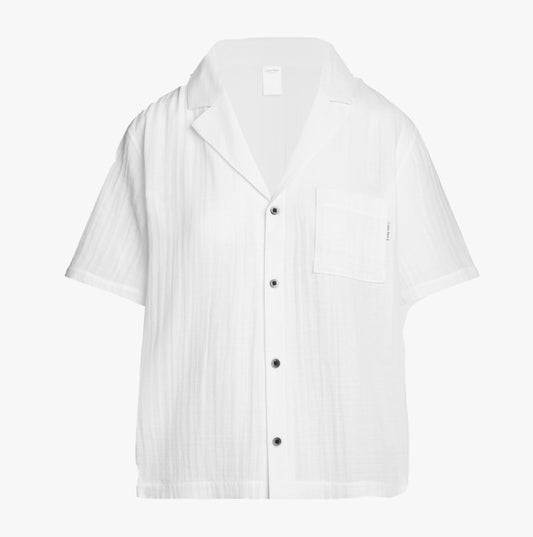 Calvin Klein PURE TEXTURED Pyjama Top Womens White