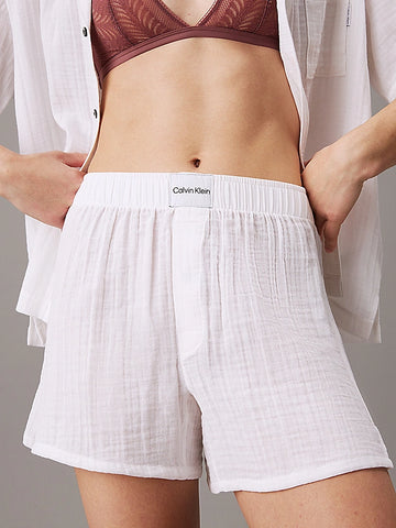Calvin Klein PURE TEXTURED Womens Pyjama Shorts White