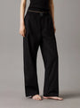 Calvin Klein CK ESTABLISHED Womens Pyjama Pants Black front view with relaxed fit in 100% cotton.
