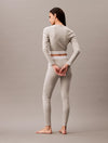 Calvin Klein MODERN RIB Womens Long-Sleeve Crop Top Crew Grey Heather