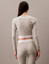 Calvin Klein MODERN RIB Womens Long-Sleeve Crop Top Crew Grey Heather