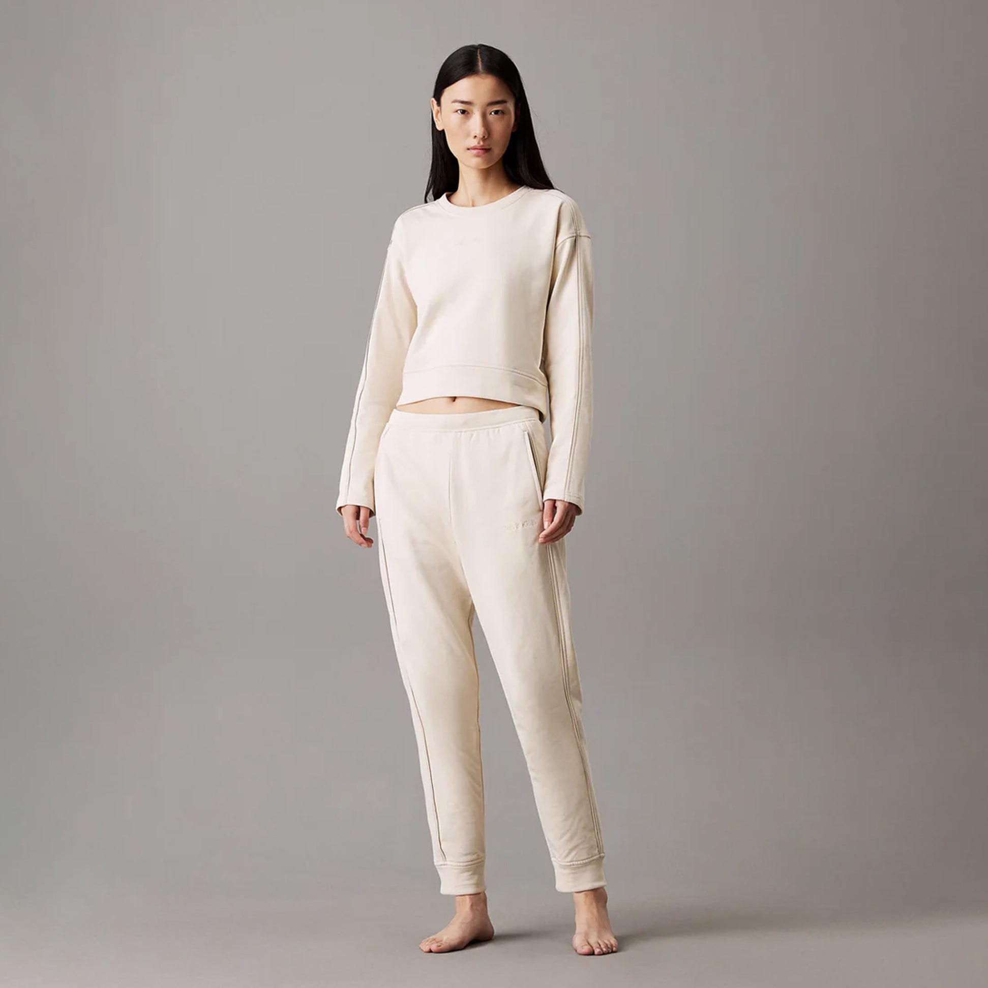 Calvin Klein TONAL LOGO LOUNGE Womens Joggers Sandshell